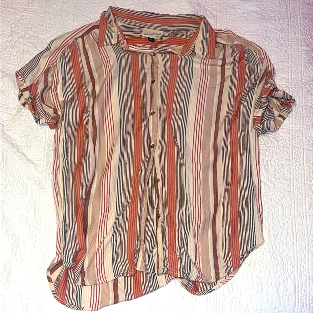 Universal Thread Striped Shirt in Coral, Cream & Navy